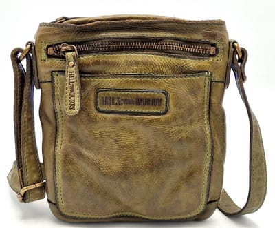 Hillburry Crossbody platte tas met voorvak Groen - (bxhxd) ca. 18cm x 20,5cm x 1,5cm