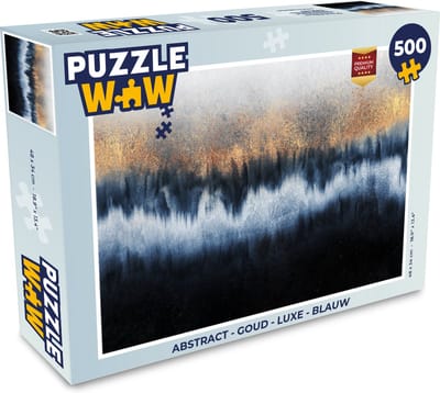 Puzzel Abstract - Goud - Luxe - Blauw - Legpuzzel - Puzzel 500 stukjes