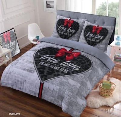 Dekbedovertrek - True Love Strik-Grijs -Tweepersoons-200x200/220-cm + 2 kussenslopen 60x70cm