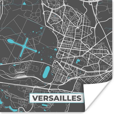 Poster Plattegrond – Versailles – Stadskaart – Kaart – Frankrijk - 100x100 cm XXL