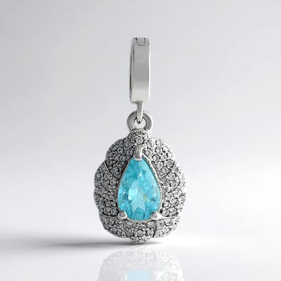 Cavill - Zilveren Hanger - 925 Sterling Zilver Geplatineerd - Blauwe Apatiet 0,804 ct Peervormig - 75 Pave Zirkonen 0,214 ct - Elegant Blauw Sieraad