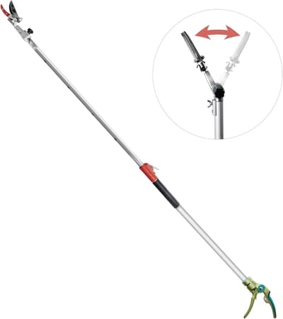 Snoeischaar - Heggenschaar - Tuingereedschap - Boomtak Snijder - Lang Bereik - Lichtgewicht en Sterk - Boom en Fruitplukker - Aluminium Handvat - voor Tuinieren - 111.7 x 11.7 x 2 cm - Zilver