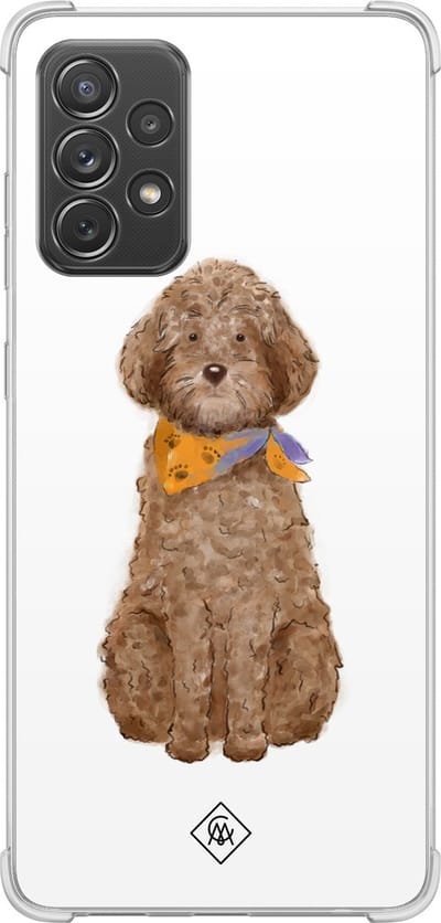 Casimoda® hoesje - Geschikt voor Samsung Galaxy A52 5G - Labradoodle - Shockproof case - Extra sterk - TPU/polycarbonaat - Bruin/beige, Transparant