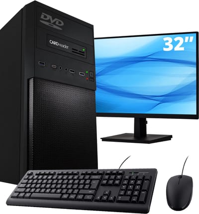 ScreenON - AMD Office Pro PC SET - (32" Monitor + Muis & Toetsenbord) - Ryzen 5 PRO 5650G - 500GB SSD - 16GB RAM - DVD - Cardreader - WiFi + Bluetooth - Windows 11