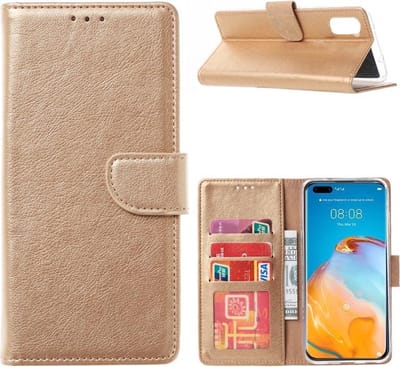 Bookcase Geschikt voor: Huawei P40 - Goud - portemonnee hoesje