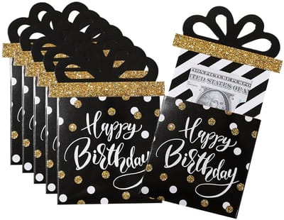 Dailygoods- Geldcassette 6 Stuks - Verjaardagsgeld - Wenskaart - Uitneembare Verrassingskaart - Doe-het-zelf - Creatief Cadeau - Verjaardagskaart