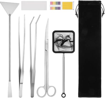 Dailygoods - Flintronic Aquascaping Tool, 7-in-1 Aquarium Aquascape Gereedschap Kit, Anti-Roest Aquatische Plant Aquascaping Tool, Roestvrij Staal Lange Pincetten Schaar Spatel voor het Reinigen Van Vissen Tank