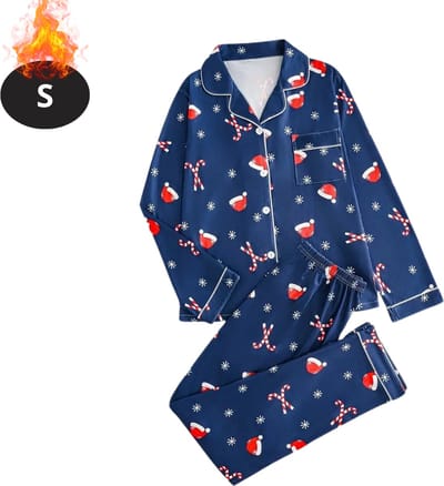 Bovista Kerst Pyjama - Dames - Kerstpyjama - Vrouwen - Slaapkleding Volwassenen - Set - Broek - Shirt - Christmas - Blauw - Maat S