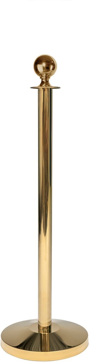 GJ Floors - Afzetpaal voor koord | Ronde Bol - Messing - Hoogte: 100 cm - Lengte: - Steel diameter: 5,1 cm