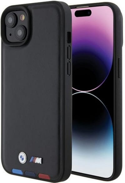 BMW BMHCP15M22PTDK iPhone 15 Plus 6.7" black/black Leather Stamp Tricolor