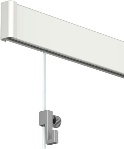 Artiteq Click Rail Schilderij Ophangsysteem 400 cm - Complete Set - Inclusief Haken & Transparante Draden - Wit Primer (RAL9016) - 30 kg/m
