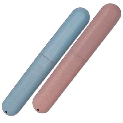 Eco Tarwestro Tandenborstelhoesjes Set van 2 - Blauw en Roze
