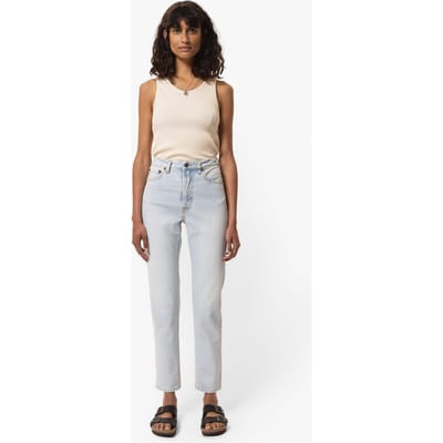 Nudie Jeans Breezy Britt Sunday Moon Light Blue Size: W24L30 | Straight Pants Outlet | Dames | Blauw