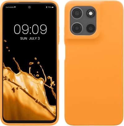 kwmobile telefoonhoesje geschikt voor Motorola Moto G15 - Hoesje met siliconen coating - Smartphone case in fruitig oranje