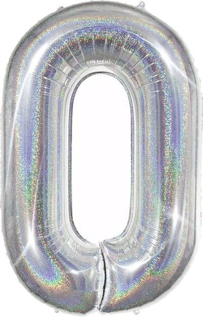 Ballon Cijfer 0 Jaar Zilver Helium Ballonnen Verjaardag Versiering Zilveren Feest Versiering Met Rietje Glitter - 86Cm