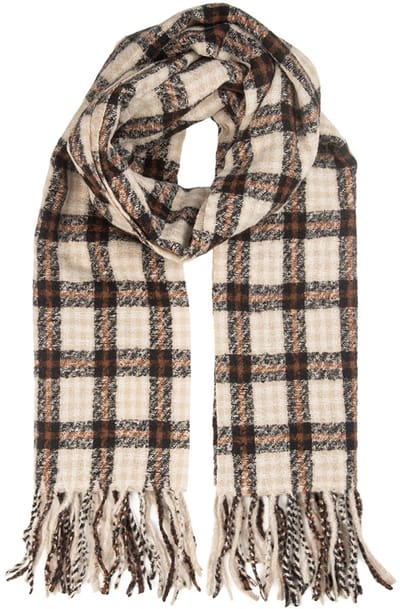 Clayre & Eef Wintersjaal Dames 50x210 cm Bruin Textiel