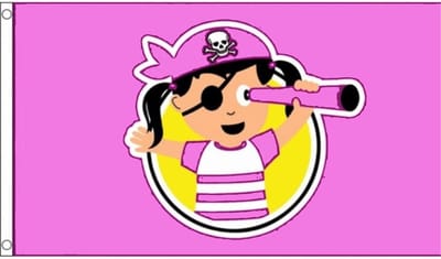 Meisjes piratenvlag - verjaardag - 150 x 90 cm - roze - polyester - piraten versiering