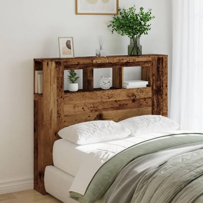 vidaXL - Hoofdeinde - met - LED - 120x18,5x103,5 - cm - bewerkt - hout - oud - hout