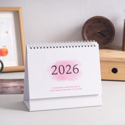Bureaukalender 2026-2027 – Juli 2026 t/m December 2027 – Spiraalgebonden Tafelkalender – Opvouwbare Bureauplanner met Maandoverzichten, Takenlijst en Notitieruimte – Roze – 1 Stuk