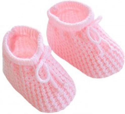 Gebreide Babyslofje Roze met vetertje