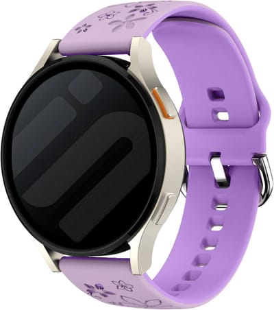 Strap-it Flower siliconen bandje geschikt voor Huawei Watch GT 6 41mm / GT 5 Pro 41mm / GT 5 42mm / GT 4 41mm, Fossil Gen 6 / 5e 42mm / Charter HR / Q Venture Gen 4 / 3, Xiaomi Watch S4 41mm en Withings ScanWatch 2 / 1 / Light - lavendel/paars