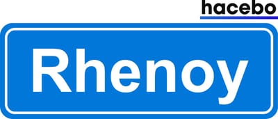Hacebo - Plaatsnaam Sticker - 29x10 CM - Rhenoy sticker - Verkeersborden sticker - grappige cadeaus - Rhenoy