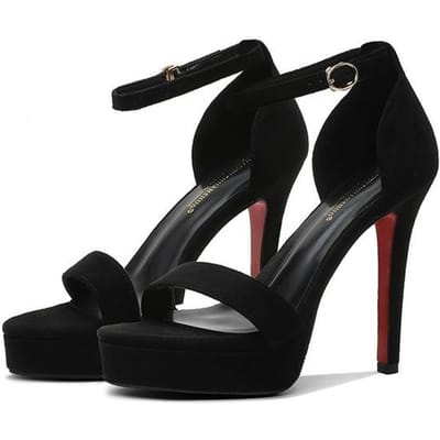 Zomer Dames 12cm Hoge Hakken 3 .5cm Plateau Rode Zool Sandalen Dame Gladiator Strappy Sandalen Nachtclub Prom Fetisjschoenen 36 black