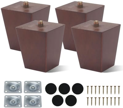 Dailygoods - 4 stuks 6 cm meubelpootjes voor houten meubels, vierkante meubelpoten, reservepoten voor banken