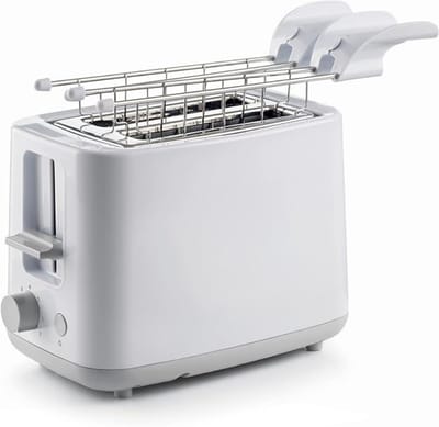 Verte Broodrooster met Tostiklemmen - Ontbijtbroodrooster - 7 Bruiningsstanden - Automatische Uitworp - Uitneembare Kruimellade - Stopknop - Roestvrijstalen Tang - 760 W - Wit