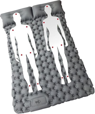 Opblaasbaar luchtbed - Campingmatras reiskussen - Kamperen buiten slapen - Ingebouwde voetpomp - 196 x 125 x 9 cm - Lichtgrijs