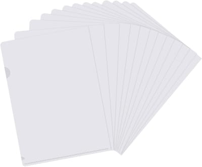 Set van 30 transparante A4 plastic mappen met hoeken, ideaal voor het opbergen en ordenen van documenten, perfect voor studie en werk.