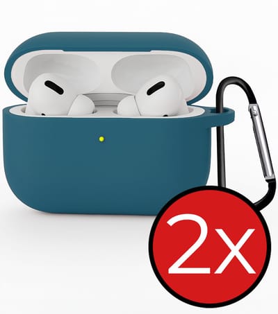 Hoesje - Geschikt voor Apple Airpods Pro 3 - Siliconen Hoes met Clip - Silicone Case Cover - Donkerblauw