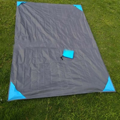 1pc pique-nique randonnée couverture portable poche nylon camping tapis tapis pliable résistant à l'humidité coussin couverture imperméable ultra-léger jardin tapis 110*150cm bleu