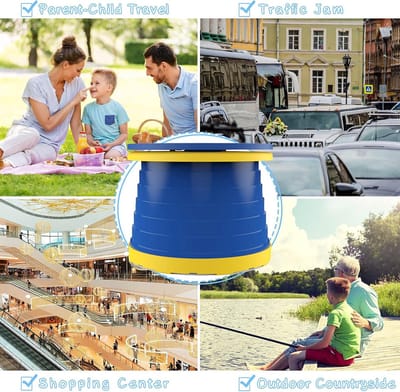 Toiletbril voor kinderen - Opklapbare toiletstoel voor baby's - Indoor Outdoor Travel Potje met reistas (Blue)