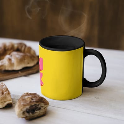 Magische Mok - Foto op Warmte Mokken - Koffiemok - Oh ok - 3D - Geel - Roze - Magic Mok - Beker - 350 ML - Theemok