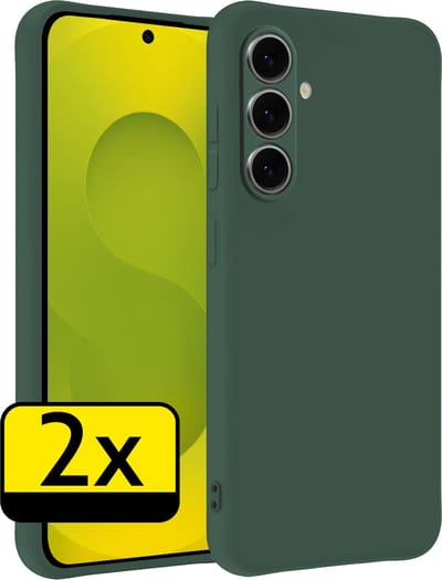 Hoesje - 2 Stuks - Geschikt voor Samsung Galaxy S25 - Sterk & Shockproof - Case Siliconen - Back Cover - Telefoon Hoes - Telefoonhoesjes - Donkergroen
