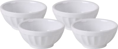 Urban Living kleine kommetjes/serveer schaaltjes - ivoor wit - keramiek - set 4x stuks - D6.5 cm - sausjes/hapjes/nootjes