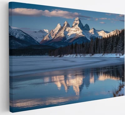 Saammp Canvas Schilderij - Landschap - Winter - Natuur - 30x20 - Foto op canvas - Wanddecoratie - Muurdecoratie Woonkamer - Slaapkamer decoratie - Canvas Print