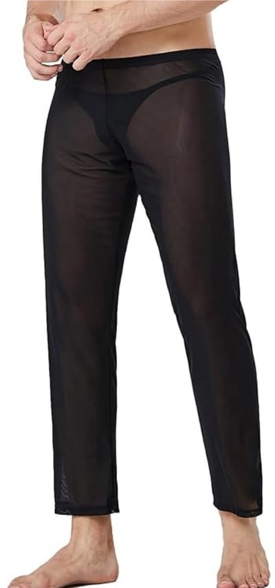 Allecto - Transparante Mesh Lange Pyjama Broek - Sexy Lingerie - Comfortabel en ademend - Nachtkleding - Heren - Ideaal voor ontspanning - Zacht ma..