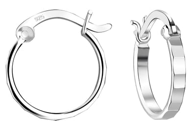 Joy|S - Zilveren oorringen - 12 mm / 1.5 mm - bewerkt / vlakjes - Franse sluiting
