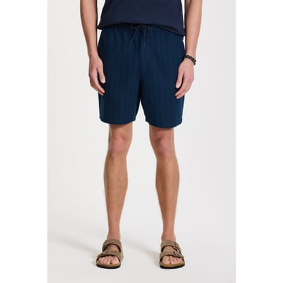 Shiwi Lewis Linen Shorts Yarn Dye Stripes Blue Dark Navy Stripes Size: S | Shorts Outlet | Heren | Blauw