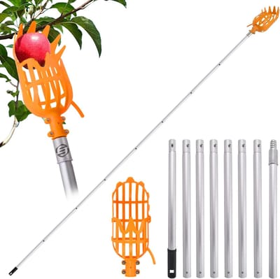 Equivera Appelplukker - Fruitplukker - Appel Plukker - Fruit Plukker - Fruitplukker met Steel - Appelplukker met Steel - Vluchtenplukker - Gemakkelijk fruit plukken!