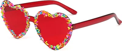 Party Sprinkle Confetti Bril - Hart Rood | Kunststof / Plastic | Fashion Favorite