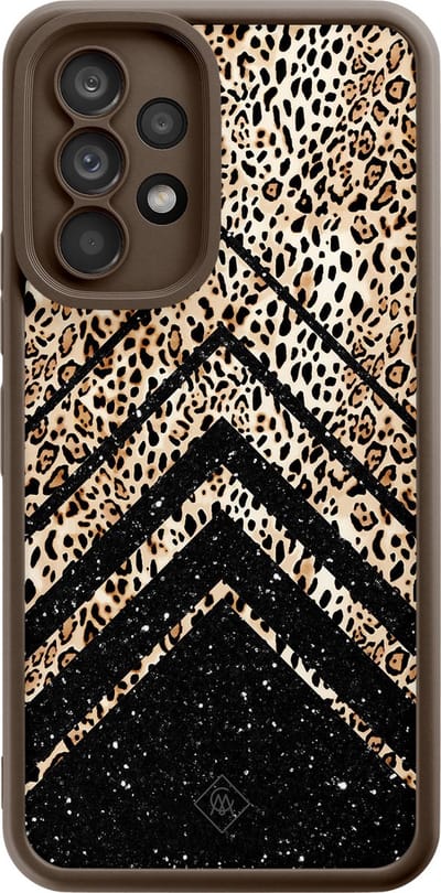 Casimoda® hoesje - Geschikt voor Samsung Galaxy A53 - Chevron Luipaard - Zwart TPU Backcover - Luipaardprint - Bruin/beige