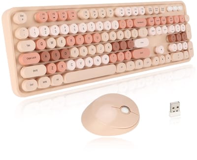Golden crown - Draadloos Toetsenbord - Ergonomisch Typemachine Toetsenbord - Kawaii Design - Kleurrijk - USB Connectiviteit - Geschikt voor PC - Zoete