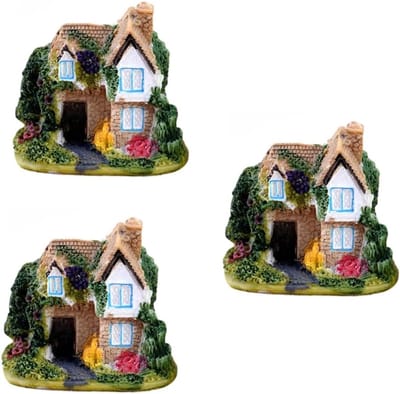 Miniatuur Tuinhuisjes - Hars Ornamenten - Sprookjestuin Creëren - Gedetailleerd Ontwerp - 3 Stuks - Zoals Getoond