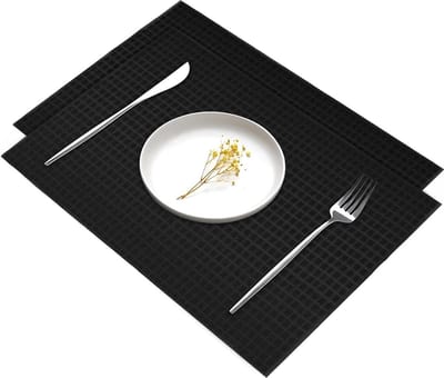 Afdruipmat voor servies 2 stuks - zeer absorberend - machinewas - 50 x 38 cm - zwart