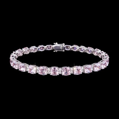 Victoria Valenza 925 Sterling Zilveren Tennisarmband met Roze Zirkonia Stenen - Armband - 925 sterling zilver - Zilverkleurig - Tennisarmband - Zirkonia