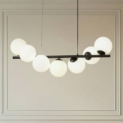 Lucande - hanglamp - 7lichts - Metaal, glas - H: 33 cm - G9 - matzwart, opaal