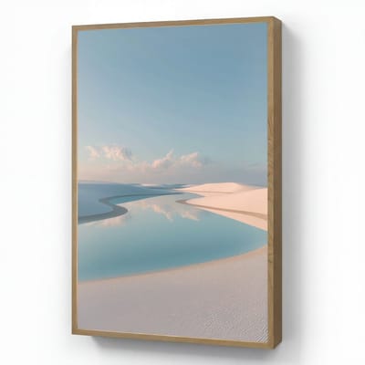 Wandlamp 70x100 cm - Oplaadbaar - Duinen - Waterplas - Oneindige rust - Wandlampen binnen woonkamer - Slaapkamer lamp - Decoratieve nachtlamp - Vloerlamp draadloos